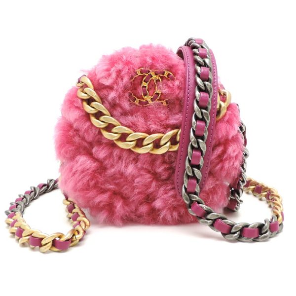 dh81915 1 Chanel Chanel 19 Round Chain Mouton Shoulder Bag Pink