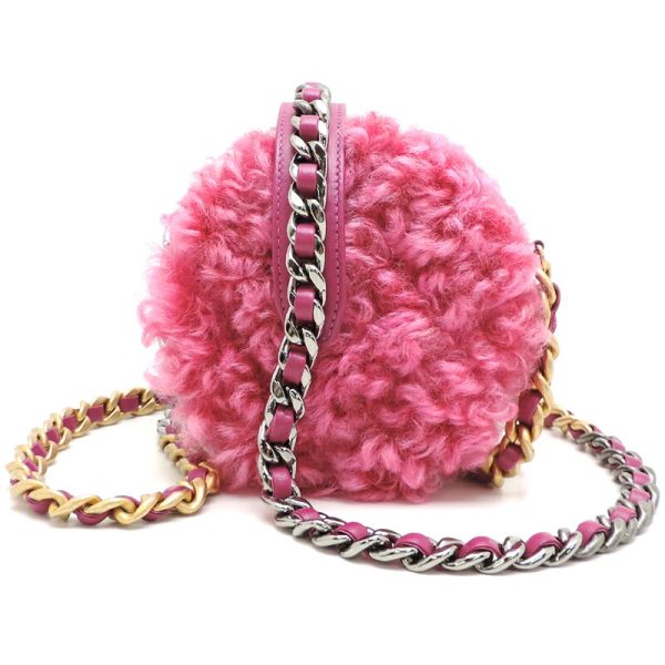 dh81915 2 Chanel Chanel 19 Round Chain Mouton Shoulder Bag Pink