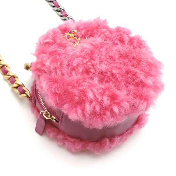 dh81915 3 Chanel Chanel 19 Round Chain Mouton Shoulder Bag Pink