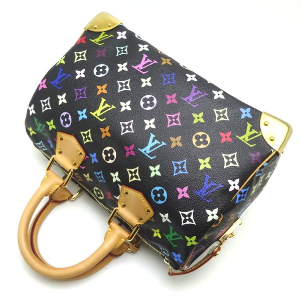 dh82158 4 Louis Vuitton Speedy 30 Monogram Multicolor Bag Black