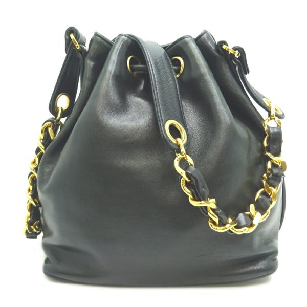 dh82367 2 Chanel Cocomark Drawstring Lambskin Shoulder Bag Black