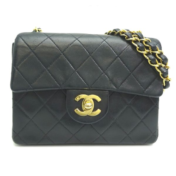 dh82408 1 Chanel Mini Matelasse 17 Chain Lambskin Shoulder Bag Black