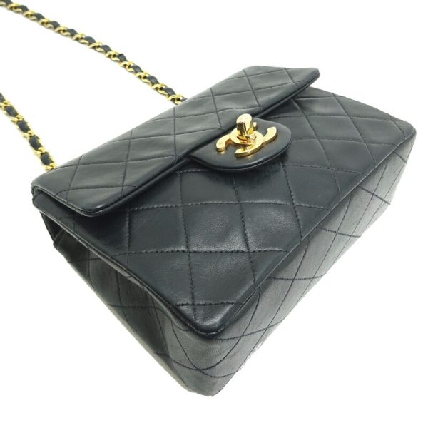 dh82408 3 Chanel Mini Matelasse 17 Chain Lambskin Shoulder Bag Black