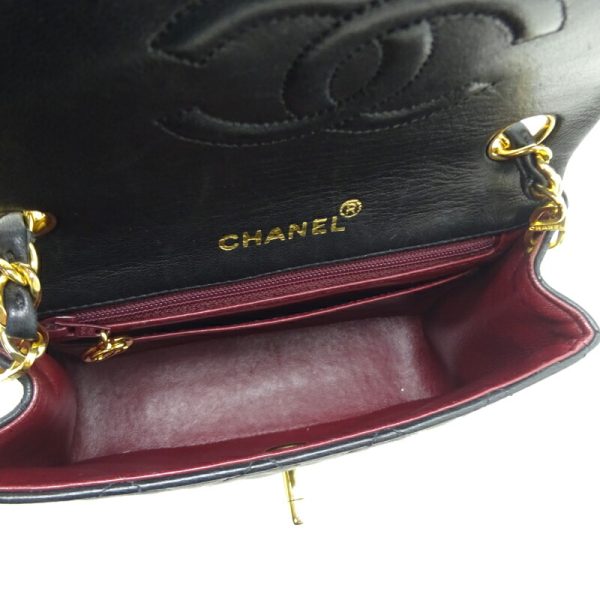 dh82408 6 Chanel Mini Matelasse 17 Chain Lambskin Shoulder Bag Black