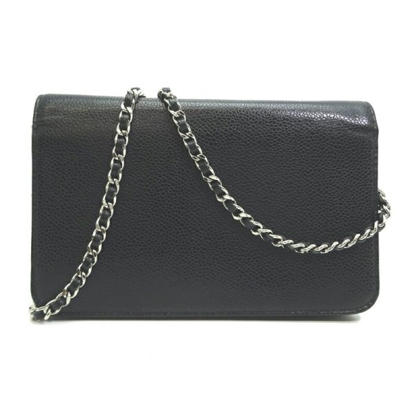 dh82410 2 Chanel Chain Wallet Caviar Skin Shoulder Bag Black