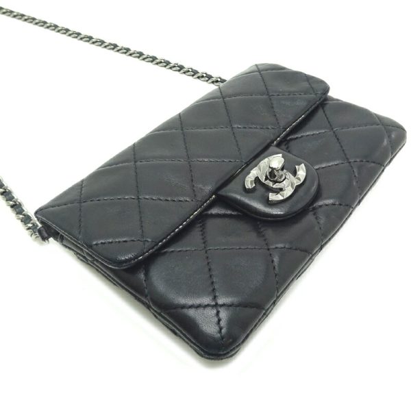 dh82411 3 Chanel Mini Matelasse Chain Lambskin Shoulder Bag Black