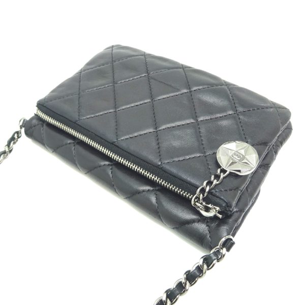 dh82411 4 Chanel Mini Matelasse Chain Lambskin Shoulder Bag Black