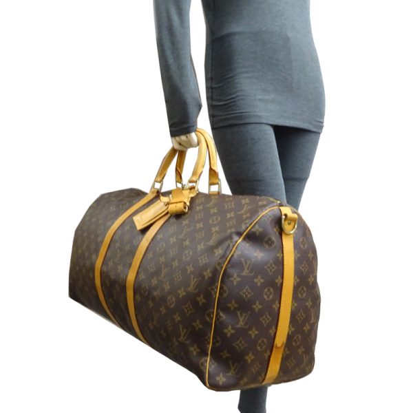 dh82457 9 Louis Vuitton Keepall Bandouliere 50 Monogram Bag Brown