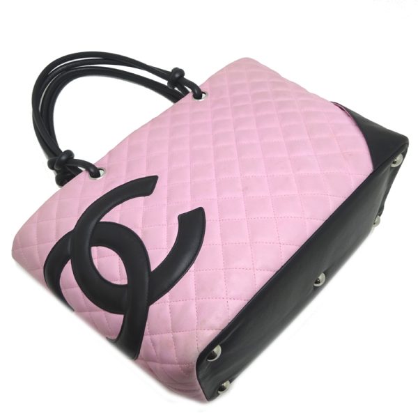 dh82506 3 Chanel Cambon Line Large Tote Calf Shoulder Bag Pink