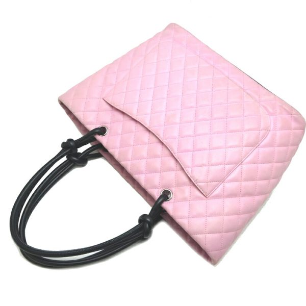 dh82506 4 Chanel Cambon Line Large Tote Calf Shoulder Bag Pink