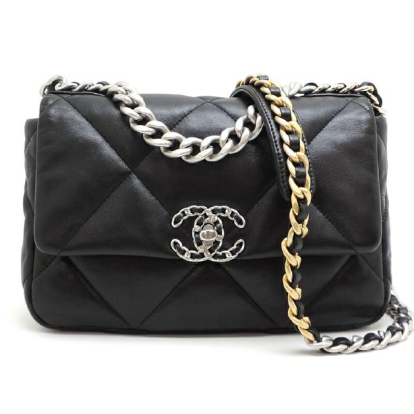 dh82559 1 Chanel Chanel 19 Lambskin Shoulder Bag Black