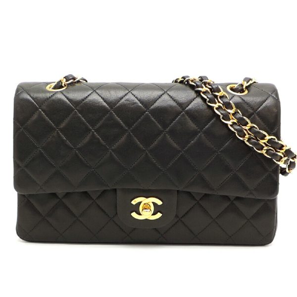 dh82561 1 Chanel Matelasse 25 Double Chain Lambskin Shoulder Bag Black