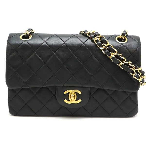 dh82562 1 Chanel Matelasse 23 Double Chain Lambskin Shoulder Bag Black