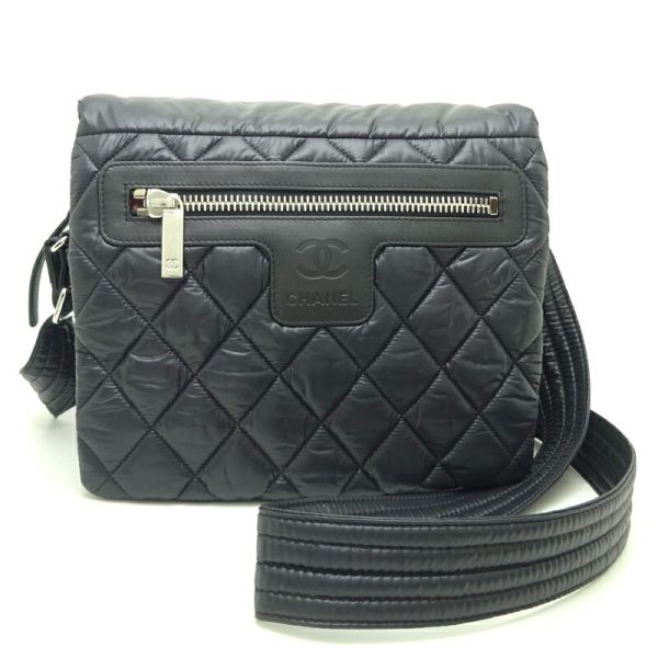 dh82724 1 Chanel Coco Cocoon Messenger Nylon Shoulder Bag Black