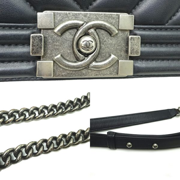 dh82804 5 Chanel Boy Chanel 25 V Stitch Chain Lambskin Shoulder Bag Black