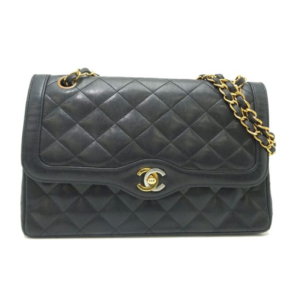 dh82806 1 Chanel Matelasse Chain Paris Lambskin Shoulder Bag Black