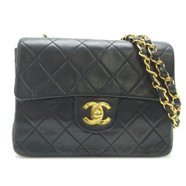 dh82828 1 Chanel Mini Matelasse 17 Chain Lambskin Shoulder Bag Black