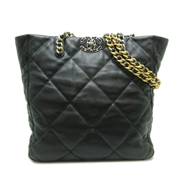 dh82889 10 Chanel Chanel 19 Chain Lambskin Shoulder Bag Black