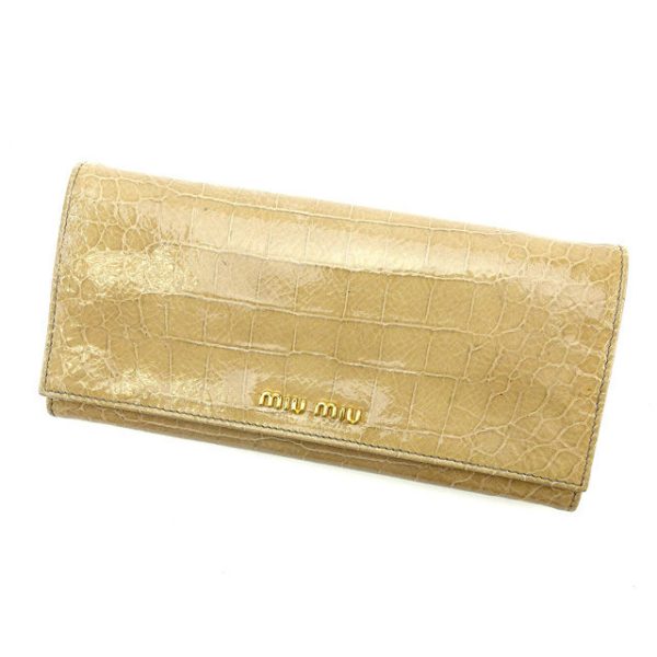 e840 Miu Miu Long Wallet Crocodile Black Leather