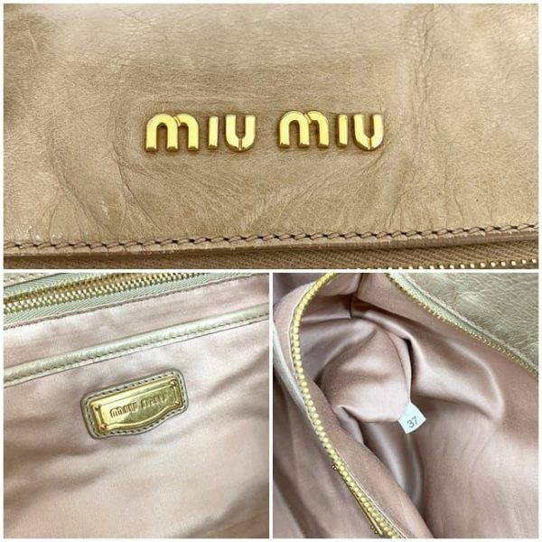 ec 20495 8 Miu Miu 2way bag beige ribbon shoulder bag