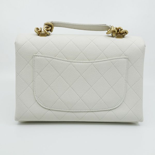 ecsm 00000050467 101 Chanel Caviar Skin Matelasse Chain Shoulder Bag Handle 2way White