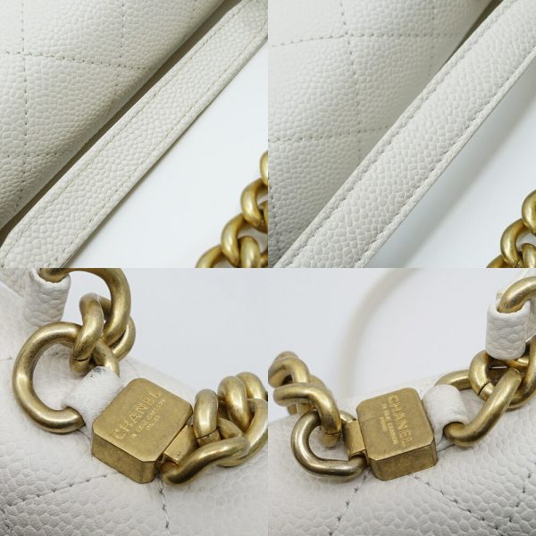 ecsm 00000050467 107 Chanel Caviar Skin Matelasse Chain Shoulder Bag Handle 2way White