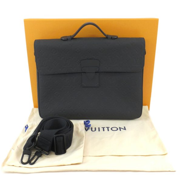 ecsm 00000050611 111 Louis Vuitton S Lock Black Taurillon Top Handle Shoulder Bag