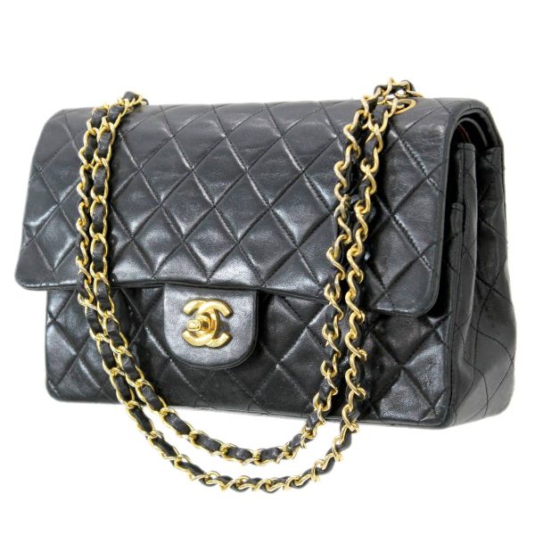 es230204tad02 Chanel Matelasse Chain Shoulder Bag Lambskin Black