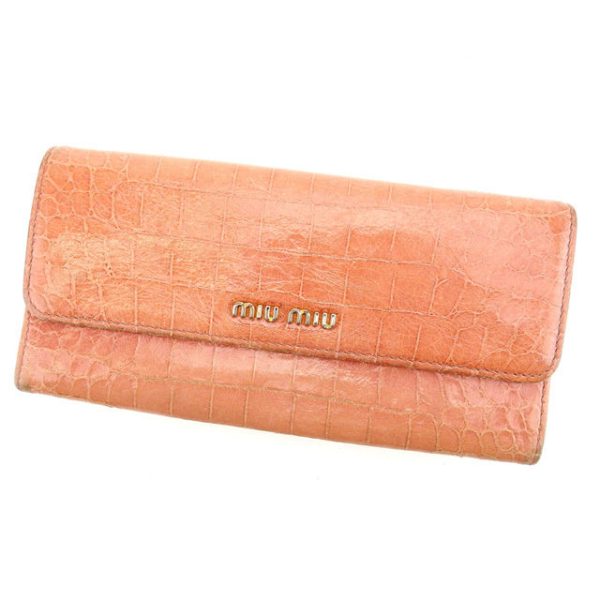 f1045 Miu Miu long wallet pink crocodile style