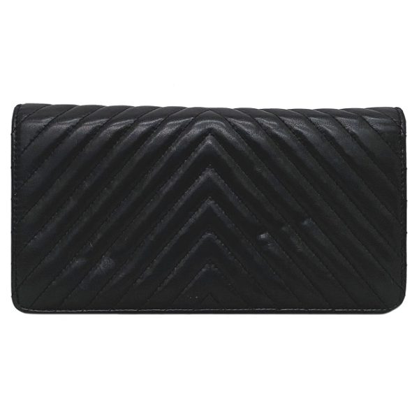 f14815 2 Chanel BifLong Wallet Black V Stitch Lambskin