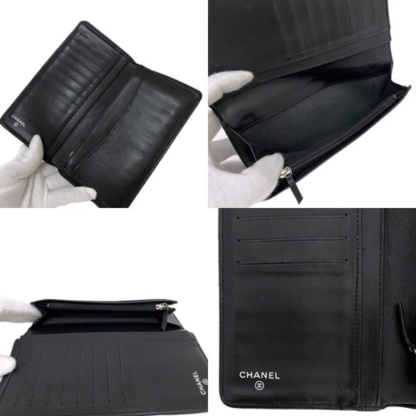 f14815 9 Chanel BifLong Wallet Black V Stitch Lambskin