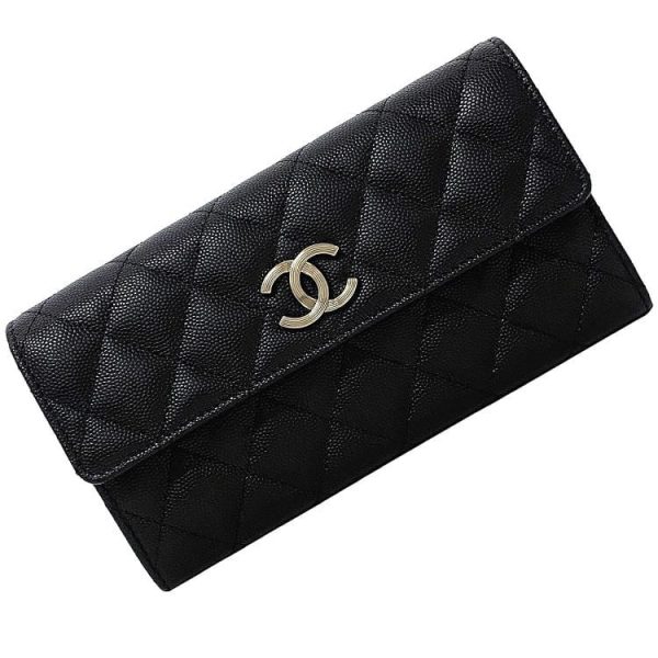 f17998 1 CHANEL BifLong Wallet Black Matelasse Leather