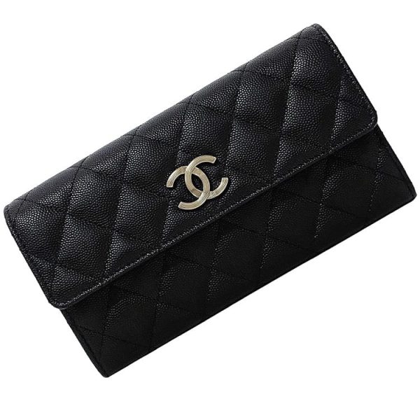 f17998 1 Chanel BifLong Wallet Black Matelasse Cruise