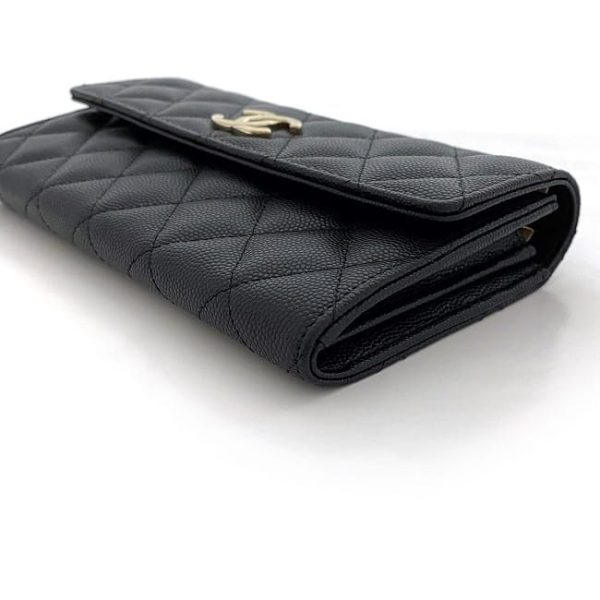 f17998 3 CHANEL BifLong Wallet Black Matelasse Leather