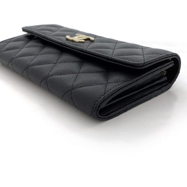 f17998 3 Chanel BifLong Wallet Black Matelasse Cruise