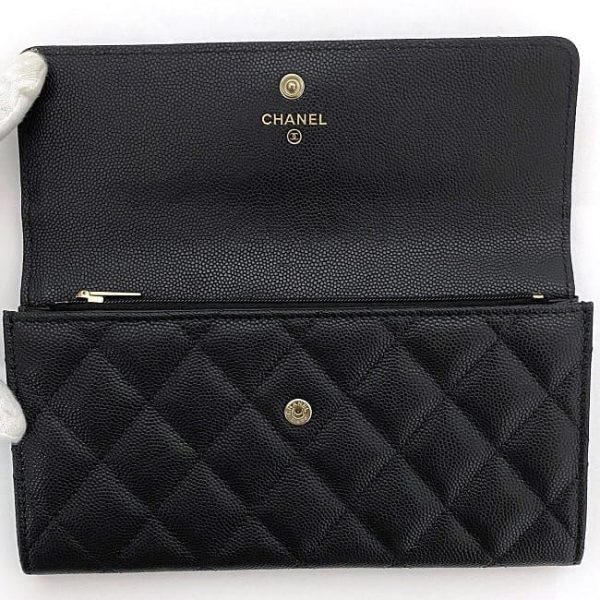 f17998 4 CHANEL BifLong Wallet Black Matelasse Leather