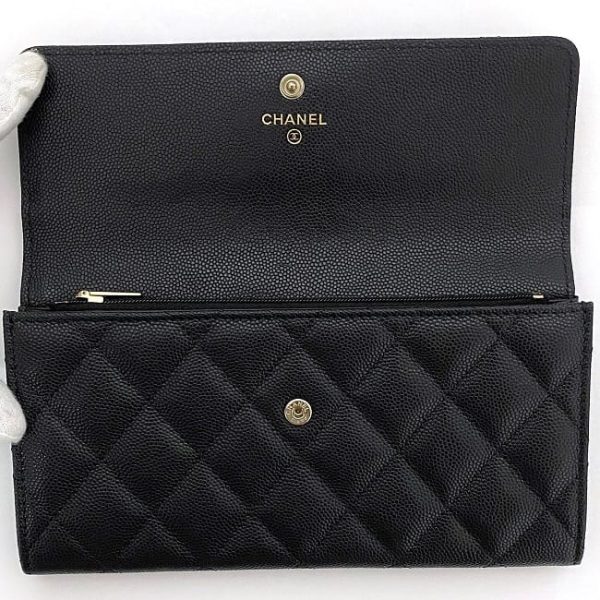 f17998 4 Chanel BifLong Wallet Black Matelasse Cruise