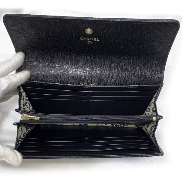 f17998 5 Chanel BifLong Wallet Black Matelasse Cruise