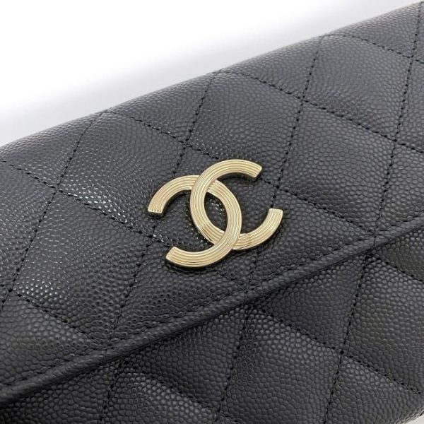 f17998 8 CHANEL BifLong Wallet Black Matelasse Leather