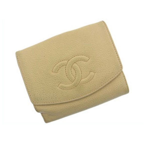 f201 Chanel W hook wallet beige wallet