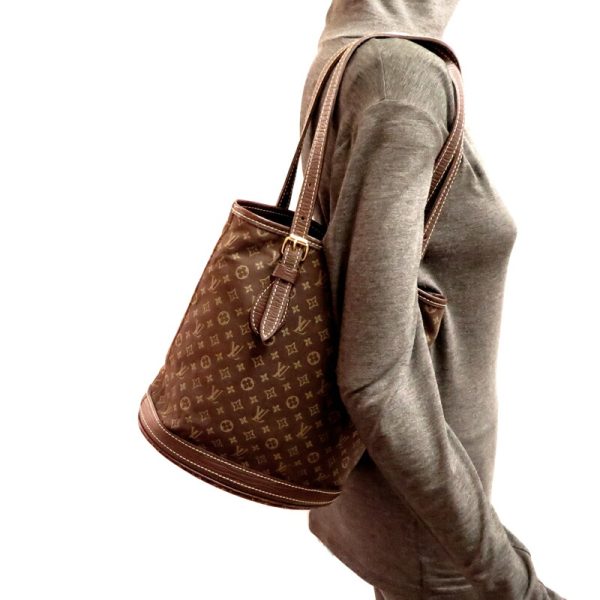 fdh80177 9 Louis Vuitton Monogram Minilan Bucket PM Handbag Brown