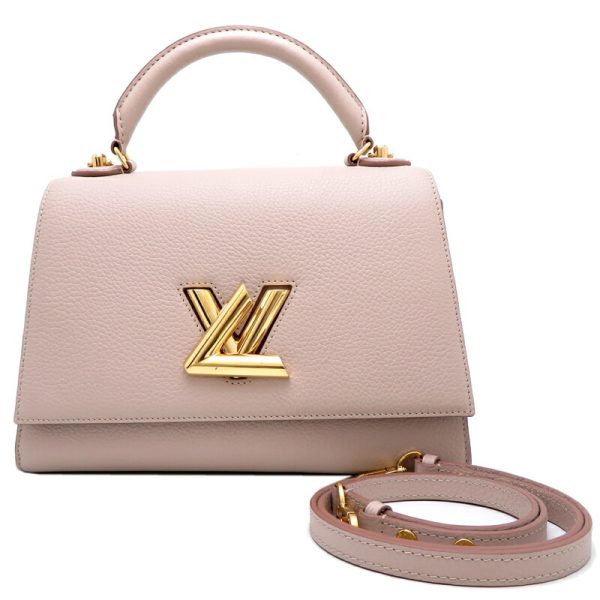 fdh80940 1 Louis Vuitton Twist One Handle MM Taurillon Handbag Greige