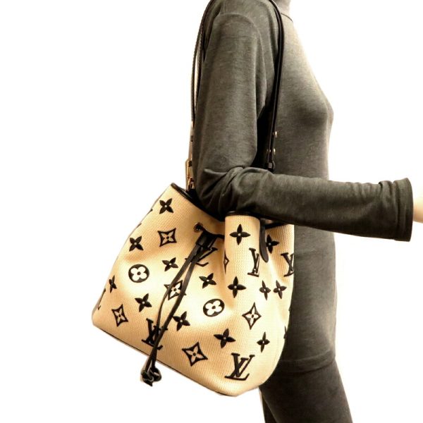 fdh80943 9 Louis Vuitton Neonoe MM Cotton Shoulder Bag Black