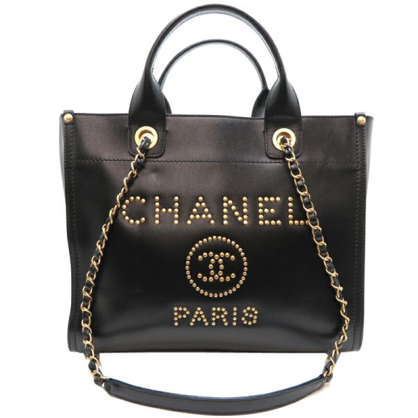 fdh81769 1 Chanel Deauville Shopping Tote Bag Black