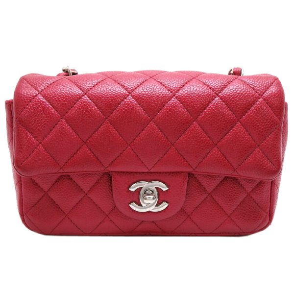 fdh82132 1 Chanel Mini Matelasse Chain Caviar Skin Shoulder Bag Red