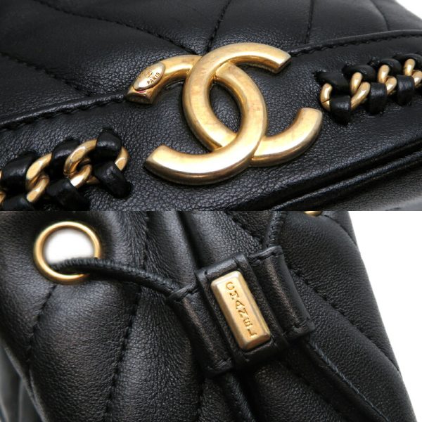 fdh82230 10 Chanel V Stitch Drawstring Lambskin Shoulder Bag Black