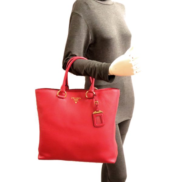 fdh82349 8 Prada 2Way Calf Tote Bag Red