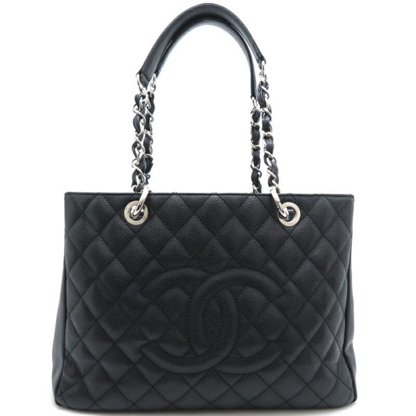 fdh82416 1 Chanel Chain Caviar Skin Tote Bag Black