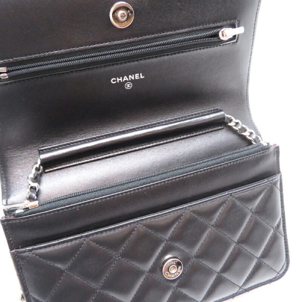 fdh82423 5 Chanel Matelasse Chain Wallet Lambskin Shoulder Bag Black