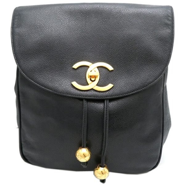 fdh82936 1 Chanel Cocomark Caviar Skin Backpack Black